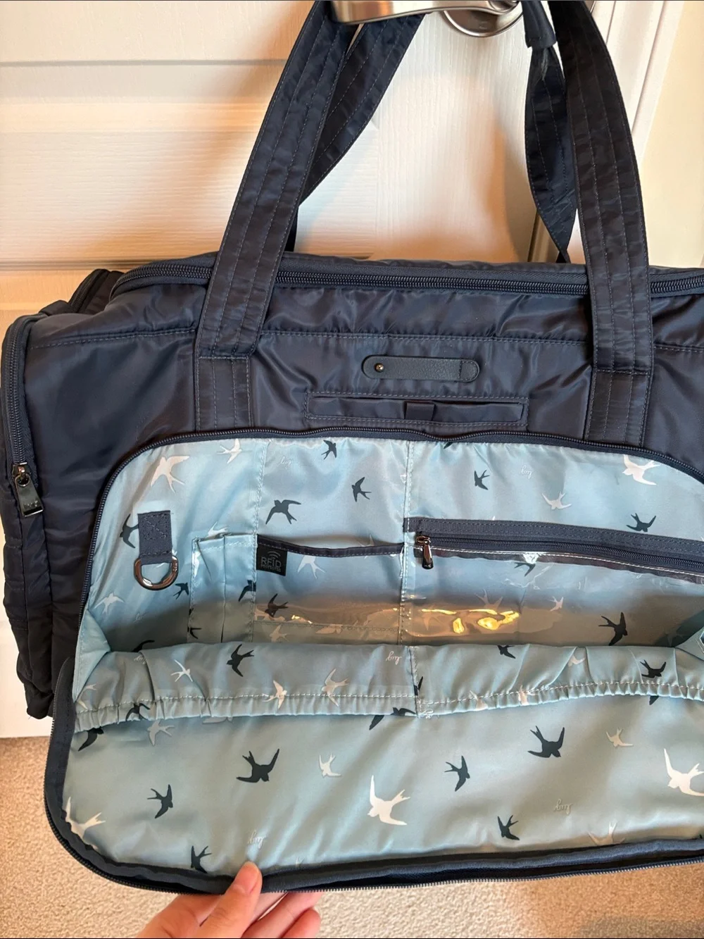 Lug Trolley Duffel Bag Navy Blue